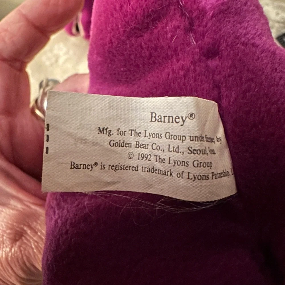 Vintage Barney Plush -  Lyons Tags - 8 & 9 inches